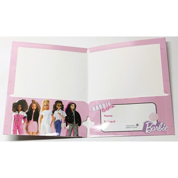 Mattel Barbie Pink Back to School Paper File Folder Pockets 3 Ring Fashion Dolls - Picture 2 of 8